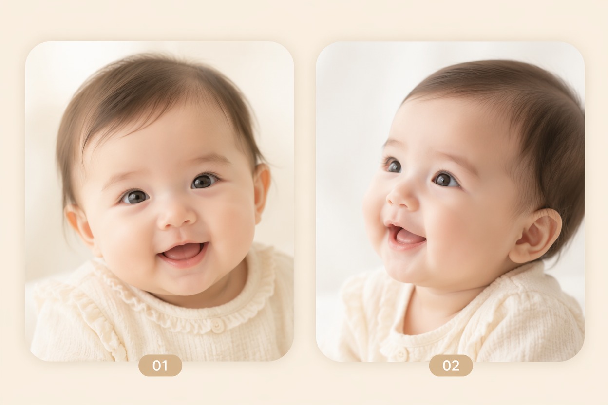 AI Baby Generator — Proporções suaves de rosto de bebê